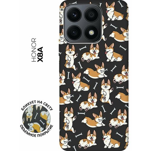 Матовый чехол Corgi Pattern для Honor X8a / Хонор Х8А с 3D эффектом черный матовый чехол camomiles для honor x8a хонор х8а с 3d эффектом черный