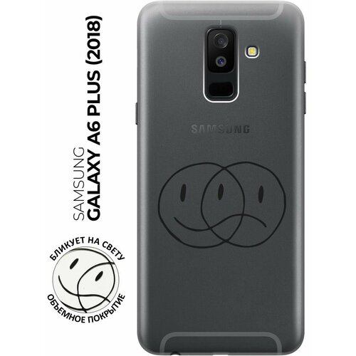 Силиконовый чехол с принтом Two Faces для Samsung Galaxy A6+ (2018) / Самсунг А6 Плюс 2018 силиконовый чехол на samsung galaxy a6 2018 самсунг а6 плюс 2018 прозрачный