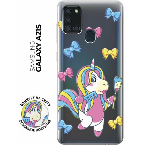 силиконовый чехол с принтом lady unicorn для samsung galaxy a21s самсунг а21с Силиконовый чехол с принтом Lady Unicorn для Samsung Galaxy A21s / Самсунг А21с