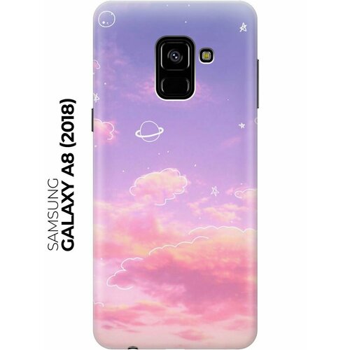 Силиконовый чехол Розовое небо и космос на Samsung Galaxy A8 (2018) / Самсунг А8 2018 чехол жидкий с блестками samsung galaxy a9 2018 розовое небо 2