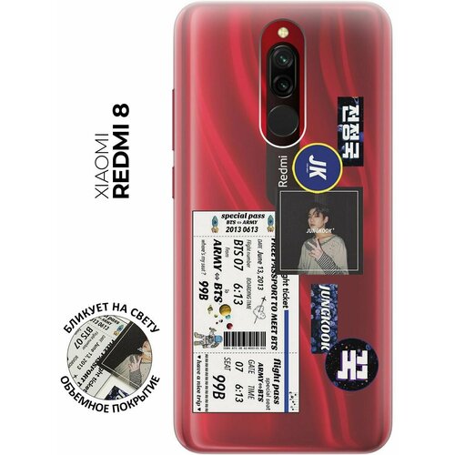 Силиконовый чехол с принтом BTS Stickers для Xiaomi Redmi 8 / Сяоми Редми 8 силиконовый чехол с принтом bts stickers для xiaomi redmi go сяоми редми го