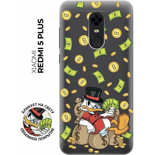 Силиконовый чехол с принтом Rich Scrooge для Xiaomi Redmi 5 Plus / Сяоми Редми 5 Плюс силиконовый чехол с принтом musical unicorn для xiaomi redmi 5 plus сяоми редми 5 плюс