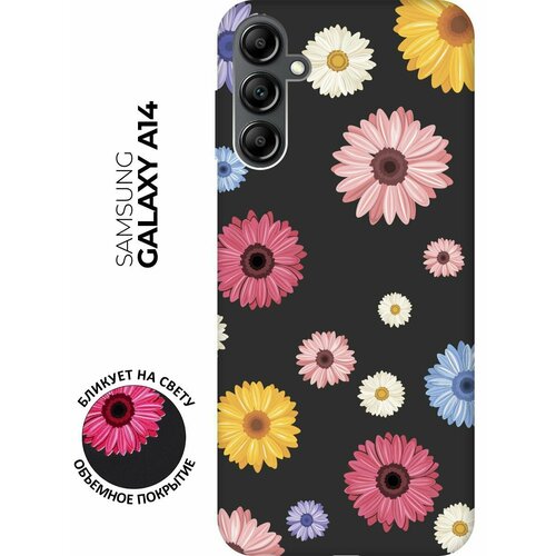 Матовый чехол Gerberas для Samsung Galaxy A14 / Самсунг А14 с 3D эффектом черный матовый чехол infuriate для samsung galaxy a14 самсунг а14 с 3d эффектом черный