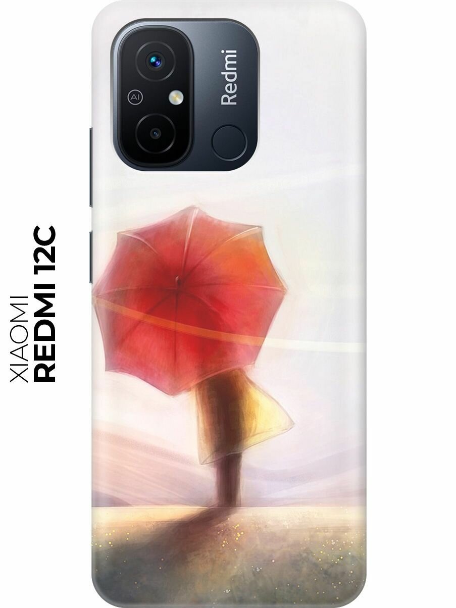 Силиконовый чехол Красный зонтик на Xiaomi Redmi 12C / Сяоми Редми 12С