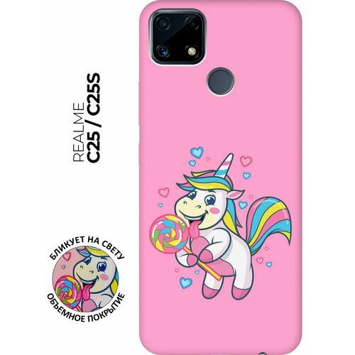 Матовый чехол Unicorn and candy для Realme C25 / C25S / Рилми С25 / С25с с 3D эффектом розовый матовый чехол cheers для realme c25 c25s рилми с25 с25с с 3d эффектом красный