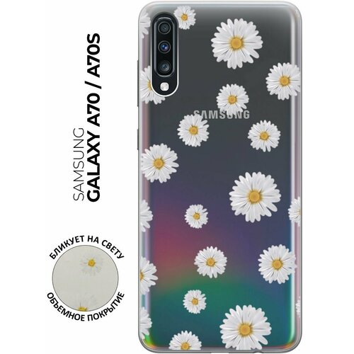 силиконовый чехол tag stickers на samsung galaxy a70 a70s самсунг а70 а70с Силиконовый чехол с принтом Camomiles для Samsung Galaxy A70 / A70s / Самсунг А70 / А70с