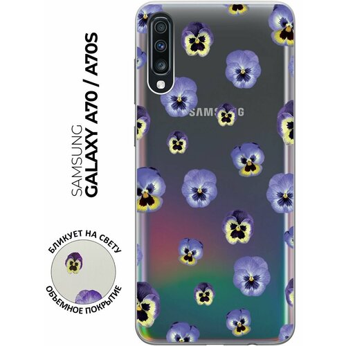 Силиконовый чехол с принтом Pansies для Samsung Galaxy A70 / A70s / Самсунг А70 / А70с силиконовый чехол с принтом hands для samsung galaxy a70 a70s самсунг а70 а70с