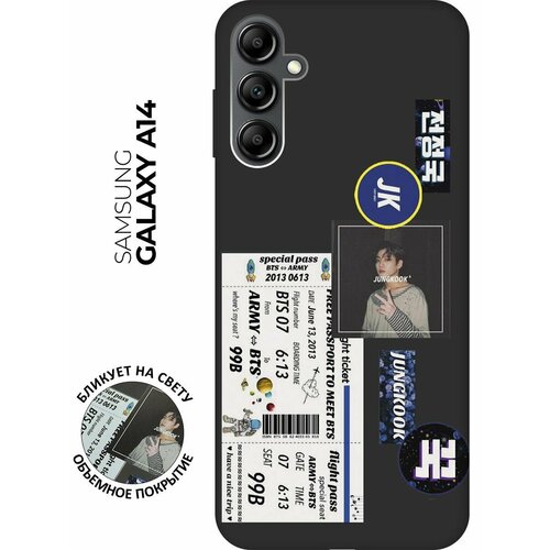 Матовый чехол BTS Stickers для Samsung Galaxy A14 / Самсунг А14 с 3D эффектом черный матовый чехол beatles stickers для samsung galaxy a14 самсунг а14 с 3d эффектом черный