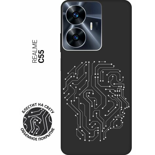 Матовый Soft Touch силиконовый чехол на Realme C55, Рилми С55 с 3D принтом Mindmap черный матовый soft touch силиконовый чехол на realme 9 рилми 9 с 3d принтом mindmap черный