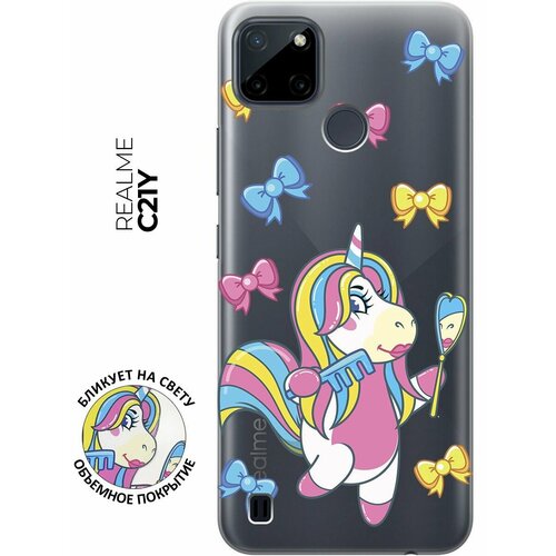 Силиконовый чехол с принтом Lady Unicorn для Realme C21Y / Рилми С21у силиконовый чехол на realme c21y рилми с21у с 3d принтом floral unicorn прозрачный