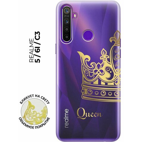 Силиконовый чехол с принтом True Queen для realme 5 / 6i / C3 / Рилми 5 / 6 ай / С3 чехол книжка на realme 5 6i c3 рилми 5 6 ай с3 c принтом пончики в сиреневой глазури золотистый