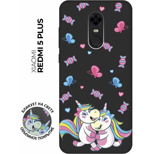 Матовый чехол Unicorns and Candies для Xiaomi Redmi 5 Plus / Сяоми Редми 5 Плюс с 3D эффектом черный матовый чехол climbing для xiaomi redmi 5 plus сяоми редми 5 плюс с эффектом блика черный