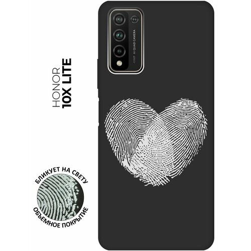 Матовый чехол Lovely Fingerprints W для Honor 10x Lite / Хонор 10Х Лайт с 3D эффектом черный матовый чехол lovely fingerprints w для honor 10 хонор 10 с 3d эффектом черный