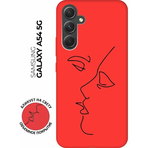 Матовый чехол Faces для Samsung Galaxy A54 5G / Самсунг А54 с 3D эффектом красный матовый чехол scratchy and wall для samsung galaxy a54 5g самсунг а54 с 3d эффектом красный