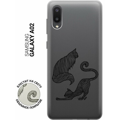 ультратонкий силиконовый чехол накладка transparent для samsung galaxy a40 с 3d принтом lazy cats Ультратонкий силиконовый чехол-накладка Transparent для Samsung Galaxy A02 с 3D принтом Lazy Cats