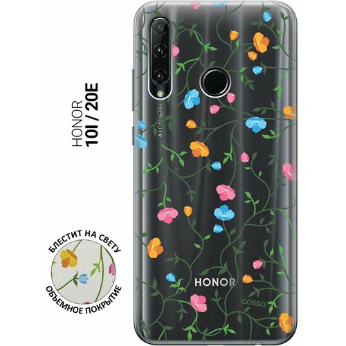 Ультратонкий силиконовый чехол-накладка ClearView 3D для Honor 10i, 20e с принтом Сurly Flowers ультратонкий силиконовый чехол накладка clearview 3d для xiaomi redmi note 8t с принтом сurly flowers