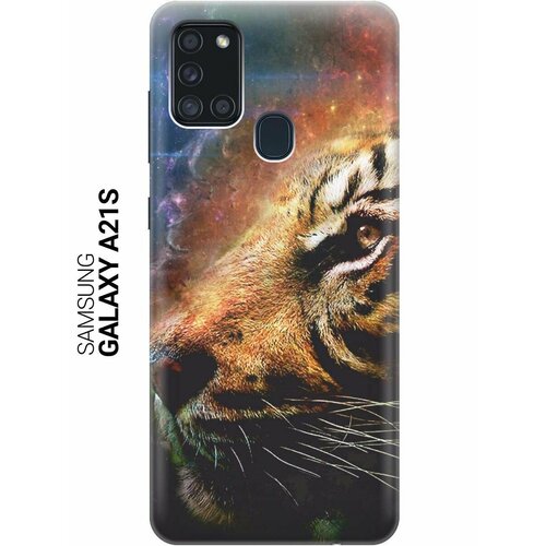 ультратонкий силиконовый чехол накладка для samsung galaxy s5 с принтом космический тигр Ультратонкий силиконовый чехол-накладка для Samsung Galaxy A21s с принтом Космический тигр