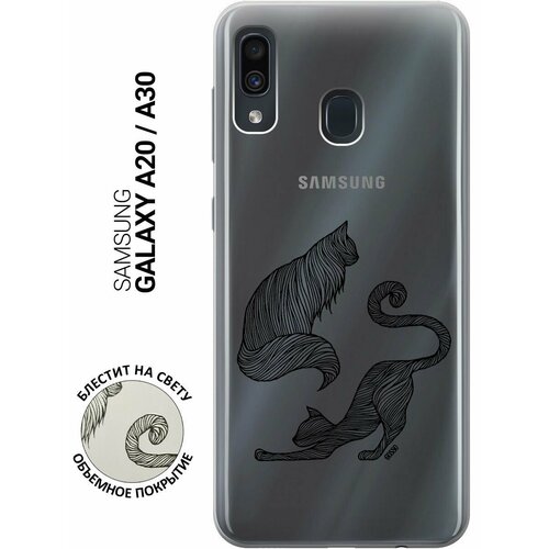 Ультратонкий силиконовый чехол-накладка для Samsung Galaxy A20, A30 с 3D принтом Lazy Cats ультратонкий силиконовый чехол накладка для samsung galaxy a20 a30 с 3d принтом butterflies