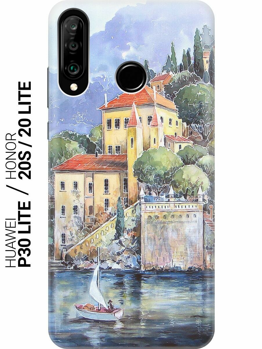 Ультратонкий силиконовый чехол-накладка для Huawei P30 Lite, Honor 20S, Honor 20 Lite с принтом "Город у моря"