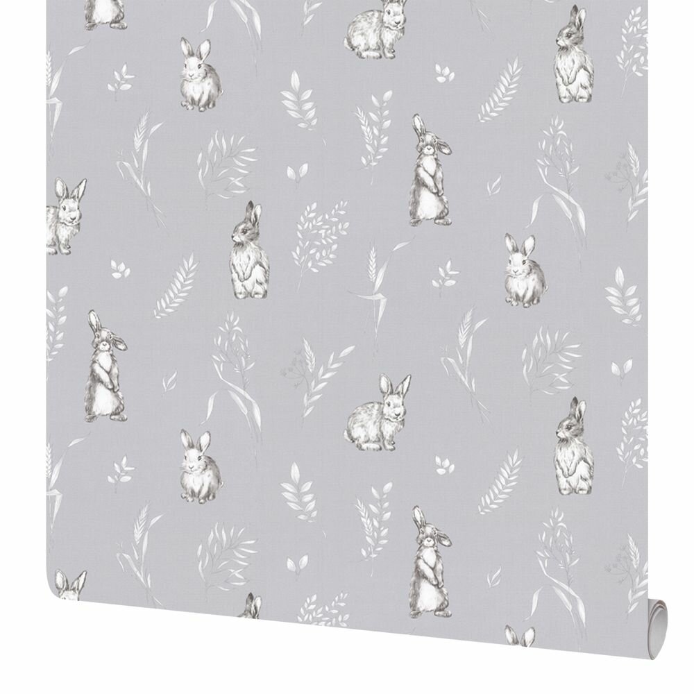 фото Обои флизелиновые Vog Collection Funny Bunny серые 1.06 м 72059-41