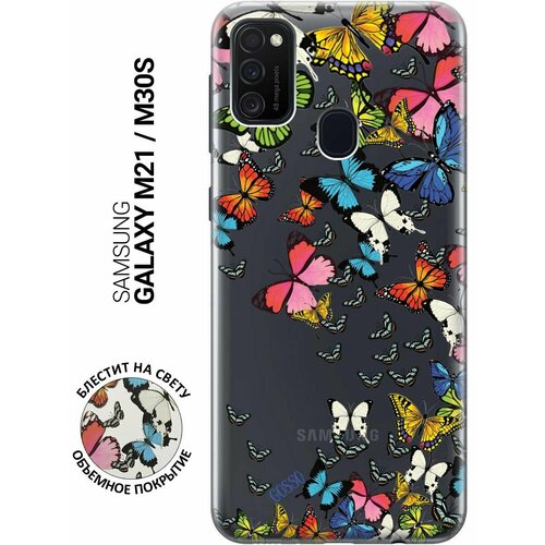 Ультратонкий силиконовый чехол-накладка для Samsung Galaxy M21 с 3D принтом Magic Butterflies ультратонкий силиконовый чехол накладка transparent для samsung galaxy note 20 с 3d принтом magic butterflies