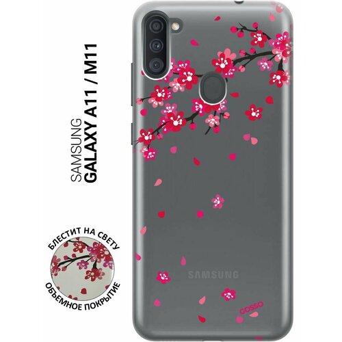 Ультратонкий силиконовый чехол-накладка ClearView для Samsung Galaxy A11, M11 с 3D принтом Sakura ультратонкий силиконовый чехол накладка clearview для samsung galaxy a71 с 3d принтом sakura