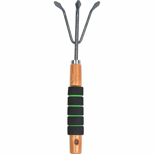 стальная мотыга с черным порошковым покрытием с пластиковой ручкой gigant gver 17 Рыхлитель с 3 зубьями, деревянной ручкой и мягкой накладкой Gigant GVER-03
