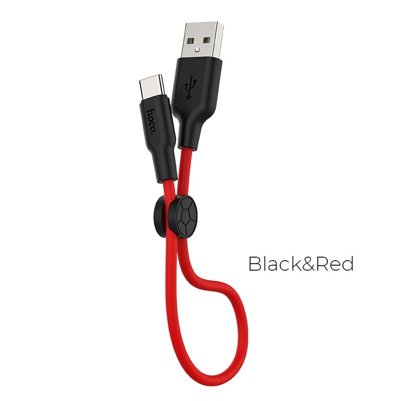 Кабель USB HOCO X21 Plus USB - Type-C, 3A, 25 см, черный+красный