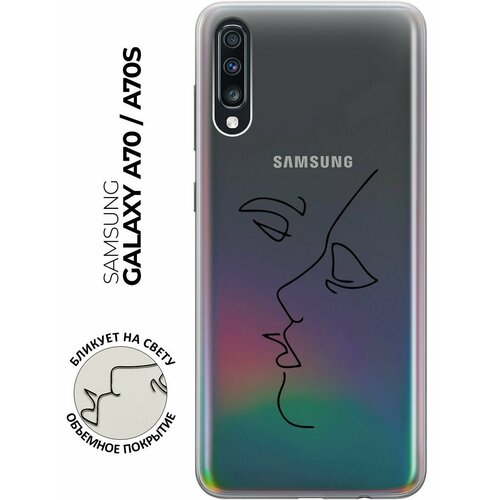 Силиконовый чехол с принтом Faces для Samsung Galaxy A70 / A70s / Самсунг А70 / А70с силиконовый чехол утя на samsung galaxy a70 a70s самсунг а70 а70с