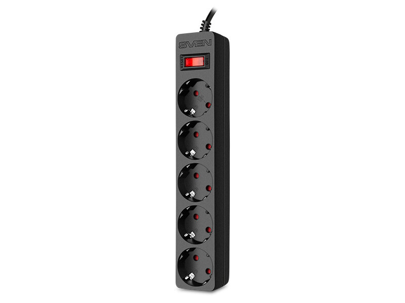 фото Сетевой фильтр Sven SF-05E 5 Sockets 3m Black SV-021566