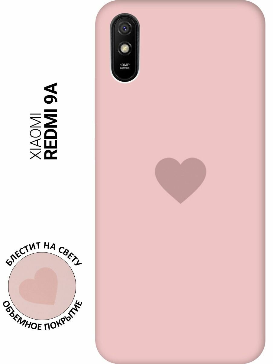 Силиконовый чехол-накладка Silky Touch для Xiaomi Redmi 9A с принтом "Heart" розовый