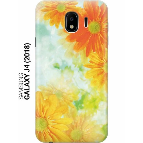 GOSSO Ультратонкий силиконовый чехол-накладка для Samsung Galaxy J4 (2018) с принтом Оранжевые цветы gosso ультратонкий силиконовый чехол накладка для samsung galaxy a6 plus 2018 с принтом оранжевые цветы
