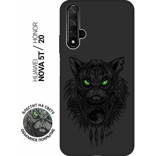 Ультратонкая защитная накладка Soft Touch для Honor 20, Huawei Nova 5T с принтом Shaman Cat черная ультратонкая защитная накладка soft touch для huawei mate 40 pro с принтом shaman cat черная