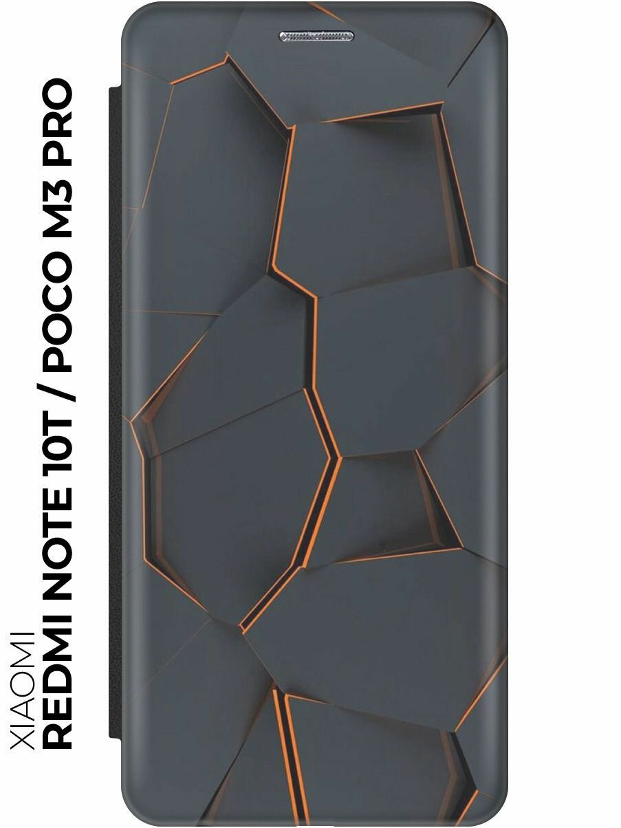 Чехол-книжка Графитовый излом на Xiaomi Redmi Note 10T / Poco M3 Pro / Сяоми Поко М3 Про / Сяоми Редми Ноут 10Т черный