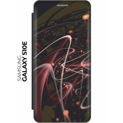 Чехол-книжка Розовые линии на Samsung Galaxy S10e / Самсунг С10е черный