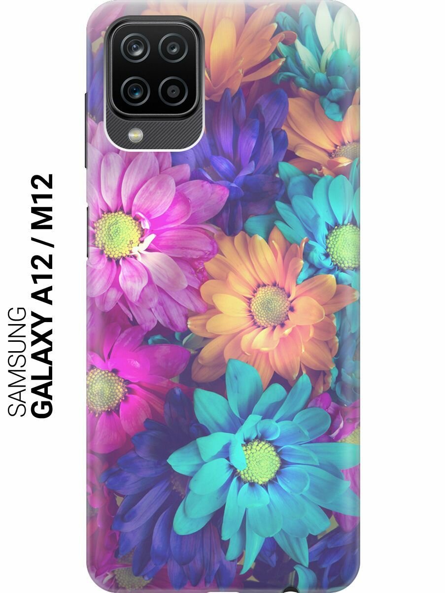 Ультратонкий силиконовый чехол-накладка для Samsung Galaxy A12 с принтом "Много цветов"