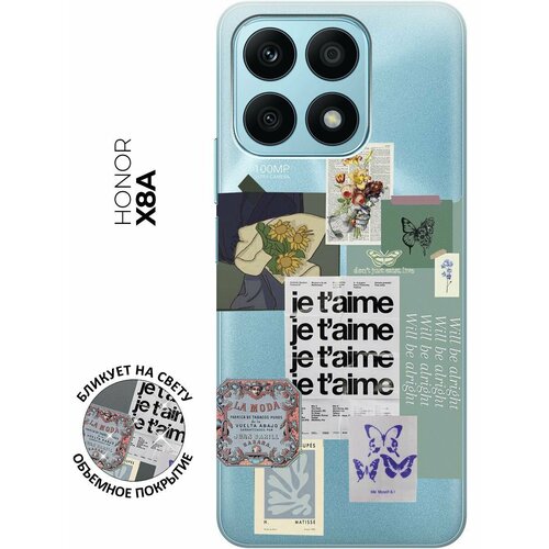 Силиконовый чехол с принтом Je Taime Stickers для Honor X8a / Хонор Х8А