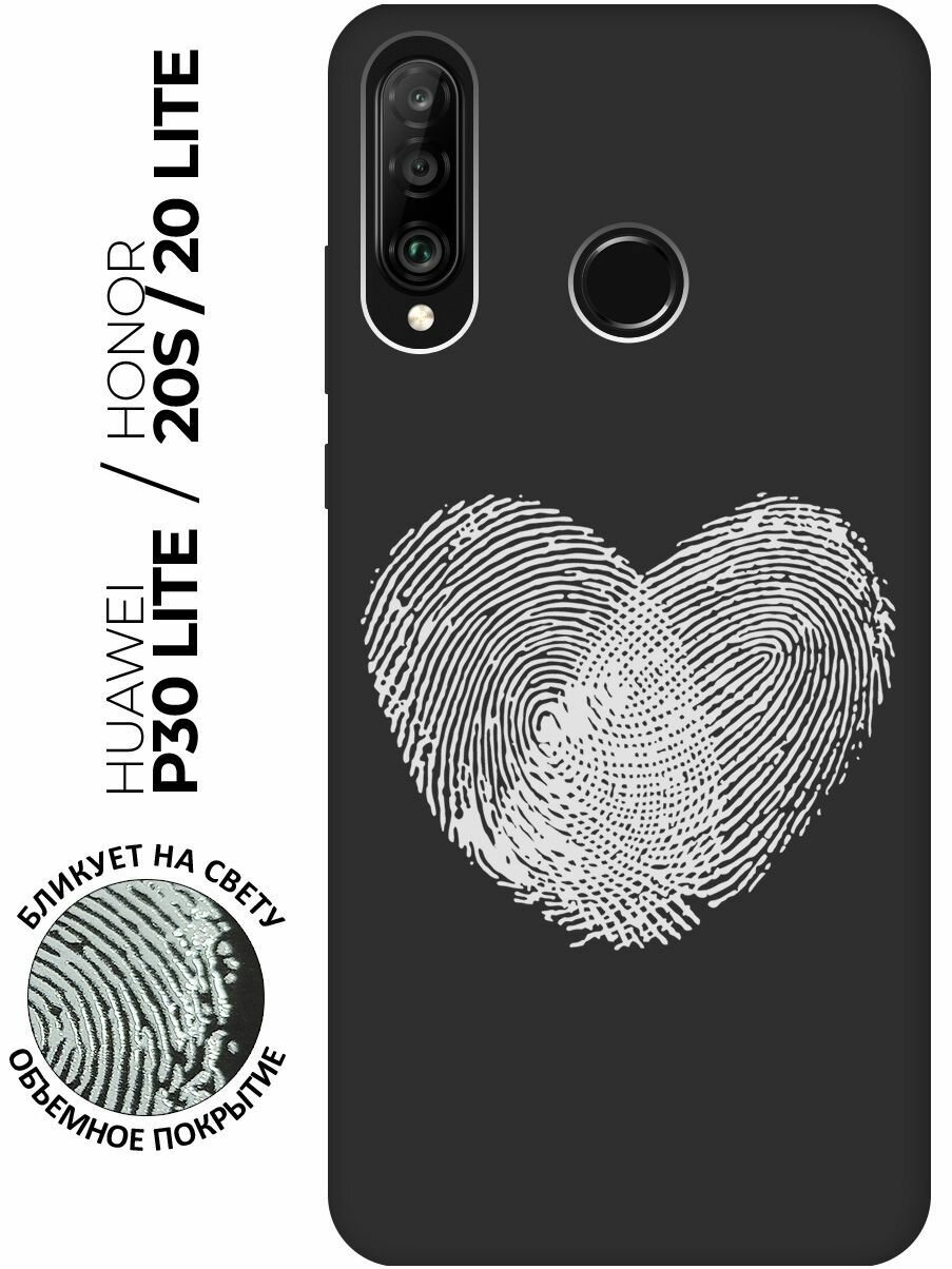 Матовый чехол Lovely Fingerprints W для Honor 20 Lite / 20s / Huawei P30 Lite / Хуавей П30 Лайт / Хонор 20 Лайт / 20s с 3D эффектом черный