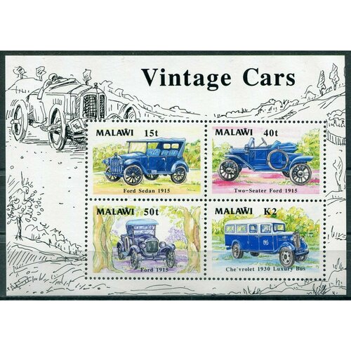 Малави 1990г. Старинные автомобили Блок