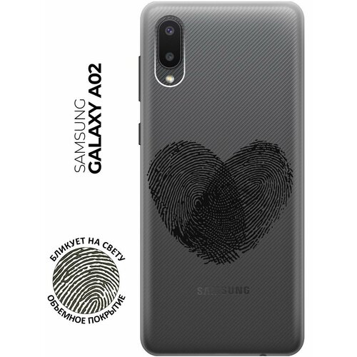 Силиконовый чехол с принтом Lovely Fingerprints для Samsung Galaxy A02 / Самсунг А02 матовый чехол lovely fingerprints w для samsung galaxy a02 самсунг а02 с 3d эффектом черный