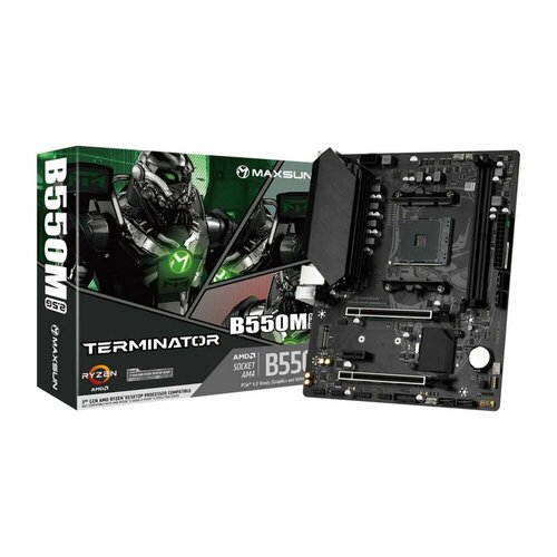 Материнская плата Maxsun MS-Terminator B550M 2.5G AM4, B550, 2xDDR4, mATX, RTL видеокарта maxsun ms gtx1050ti terminator 4g v1 4gb gddr5 1392 1290 7000mhz 1 hdmi 1 displayport dvi