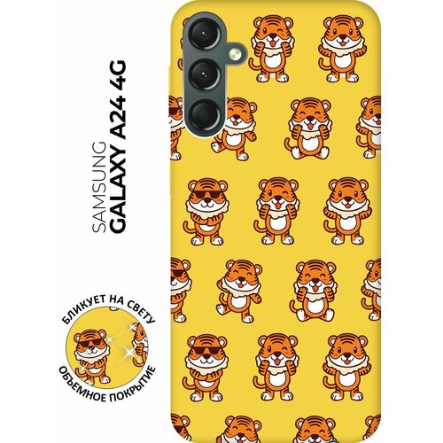 Матовый чехол Tigers Pattern для Samsung Galaxy A24 / Самсунг А24 с 3D эффектом желтый матовый чехол fck pattern w для samsung galaxy a24 самсунг а24 с 3d эффектом черный