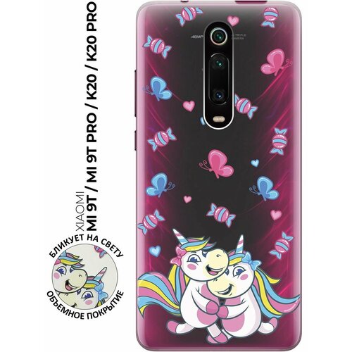 Силиконовый чехол с принтом Unicorns and Candies для Xiaomi Mi 9T / Mi 9T Pro / K20 / K20 Pro / Сяоми Ми 9Т / Ми 9Т Про матовый силиконовый чехол розовая цветочная рамка на xiaomi mi 9t pro сяоми ми 9т про