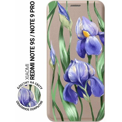 Чехол-книжка на Xiaomi Redmi Note 9s, Note 9 Pro, Сяоми Редми Ноут 9с, Ноут 9 Про с 3D принтом Amazing Irises золотистый чехол книжка на xiaomi redmi note 9 сяоми редми ноут 9 с 3d принтом amazing peonies золотистый