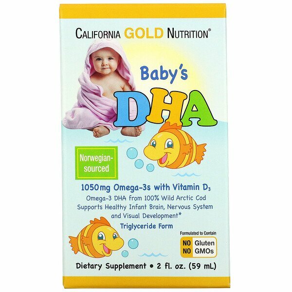 California Gold Nutrition Babys DHA Omega3 with vitamin D3 фл 59 мл 270 г
