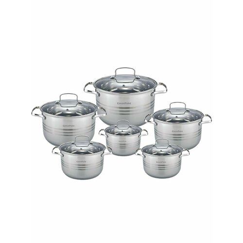 Набор кастрюль из нержавеющей стали 6 предметов Green Point