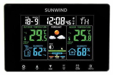 Погодная станция SunWind SW-WSH160-COLOR черный - фото №9