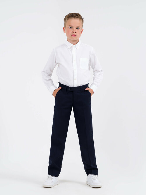 Школьные брюки Sherysheff, размер 36-140, синий