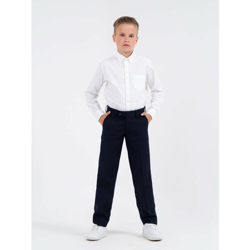 Школьные брюки Sherysheff, размер 34-146, синий
