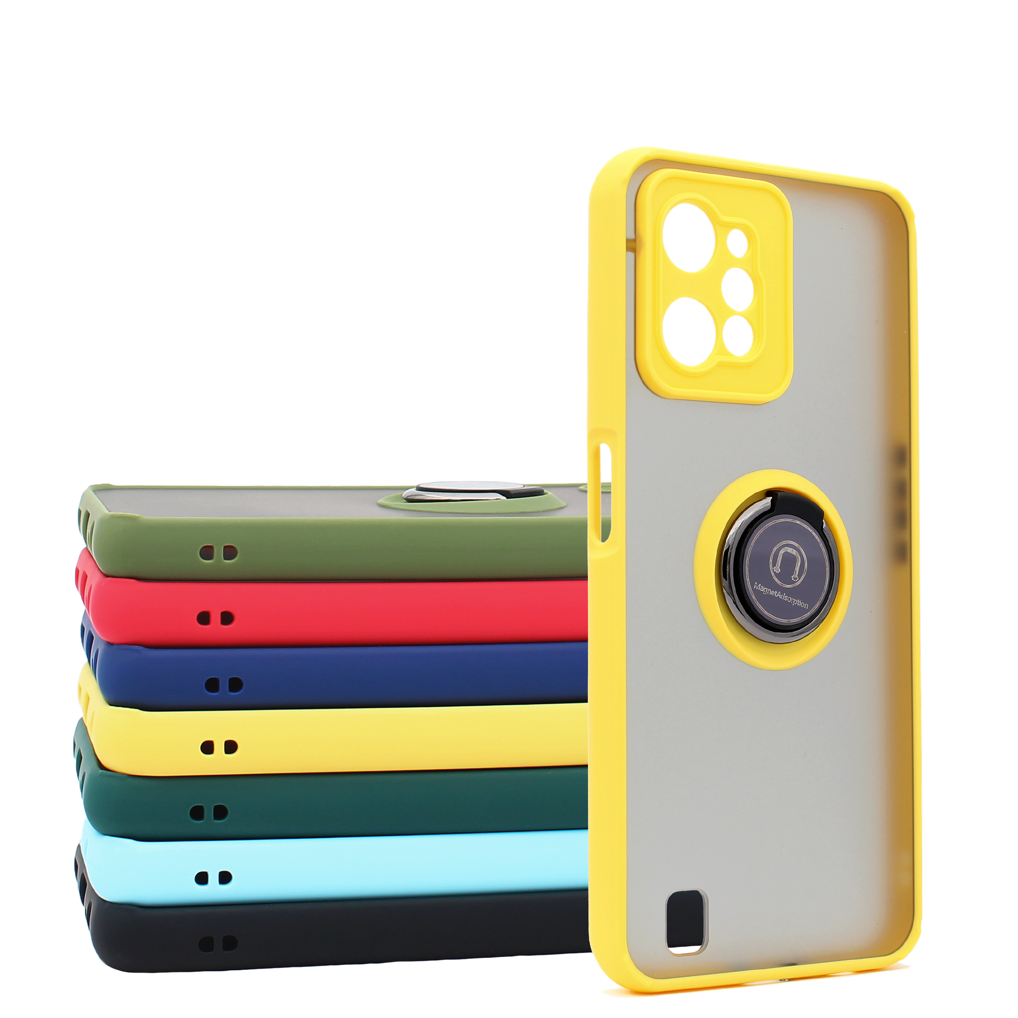 Чехол противоударный Mobix для Realme C31 с кольцом и с функцией подставки цвет: желтый